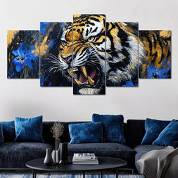 Fierce Tiger in Wild Blooms - Alicia Smith - NicheCanvas