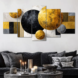 Modern Gold Geometric Orbs - NicheCanvas