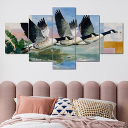 Wild Geese Over Quiet Marsh - NicheCanvas