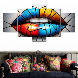 Chromatic Mosaic Lips Fantasy - NicheCanvas