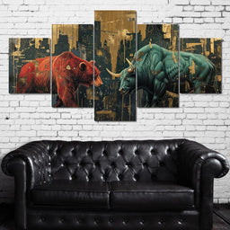 Stock Market Bear & Bull Clash - NicheCanvas