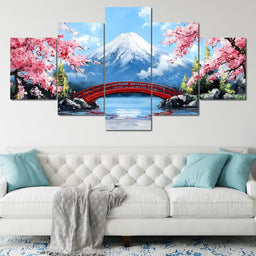 Cherry Blossom Bridge Tranquil Majesty - NicheCanvas