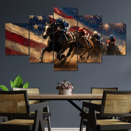 Thundering Hooves Under Patriotic Skies - NicheCanvas