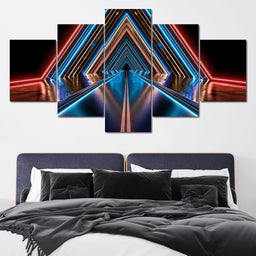 Neon Velocity Through The Infinite Corridor - NicheCanvas