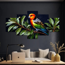 Vibrant Parrot in Leafy Haven - NicheCanvas