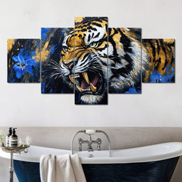 Fierce Tiger in Wild Blooms - Alicia Smith - NicheCanvas