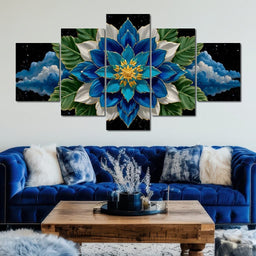 Celestial Petals Lotus Burst - NicheCanvas