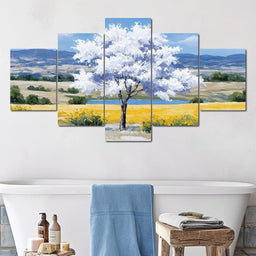 White Blossom Meadow Vista - NicheCanvas