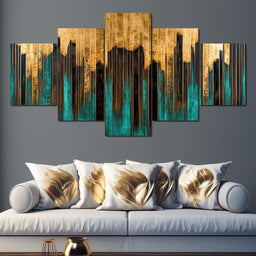 Golden Reflections Vertical Harmony - NicheCanvas