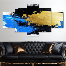 Golden Horizon Brushstroke Fusion - NicheCanvas