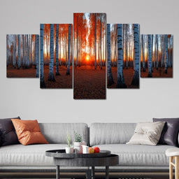 Sunrise Through the Birch Grove - TooplesArt - NicheCanvas