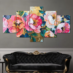 Golden Royal Flowers 02 - Wildrose Creations - NicheCanvas