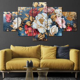 Golden Royal Flowers 01 - Wildrose Creations - NicheCanvas