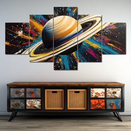 Cosmic Rings of Saturn's Glow - NicheCanvas