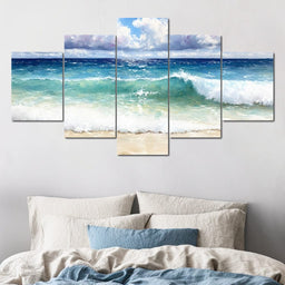 Ocean Waves Sunlit Horizon - NicheCanvas