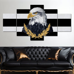 Bold Bald Eagle Stripes Gold Laurel - NicheCanvas