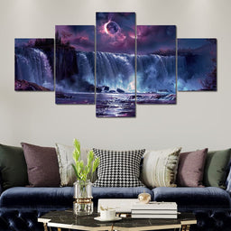 Eclipse Over Lavender Falls - NicheCanvas