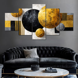 Modern Gold Geometric Orbs - NicheCanvas