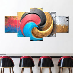 Golden Tricolor Swirl Energy Burst - NicheCanvas