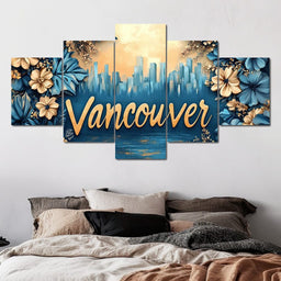 Golden Blooms Vancouver Cityscape - NicheCanvas