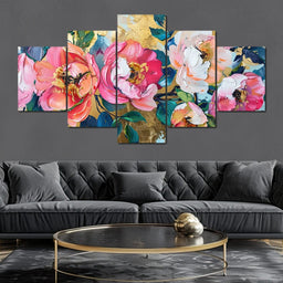 Golden Royal Flowers 02 - Wildrose Creations - NicheCanvas