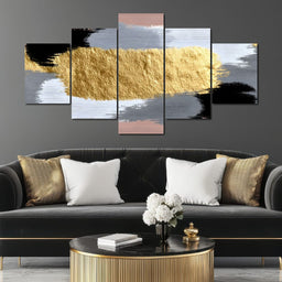 Modern Gold Brushstroke Abstract - NicheCanvas
