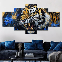 Fierce Tiger in Wild Blooms - Alicia Smith - NicheCanvas