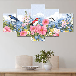 Birds Among Blossoming Peaks - NicheCanvas