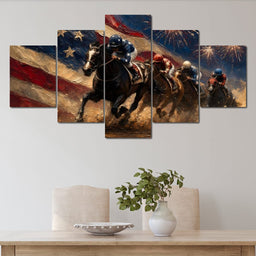 Thundering Hooves Under Patriotic Skies - NicheCanvas