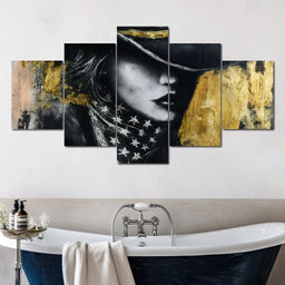 Golden Cowgirl Noir Star Silhouette - NicheCanvas