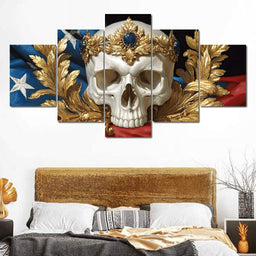 Regal Skull Golden Laurel Tribute - NicheCanvas