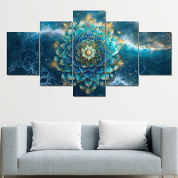 Lotus Reverie Over Ocean Waves - NicheCanvas