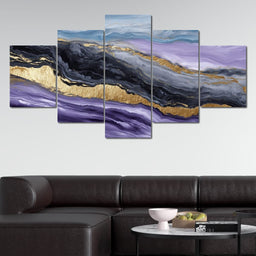 Lavender Gold Marble Drift - NicheCanvas