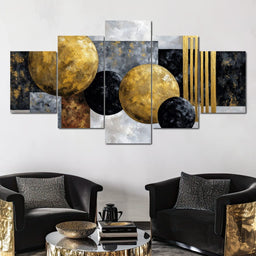 Golden Geometric Orbits - NicheCanvas