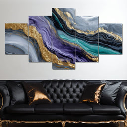 Gilded Riverstone Flow - NicheCanvas