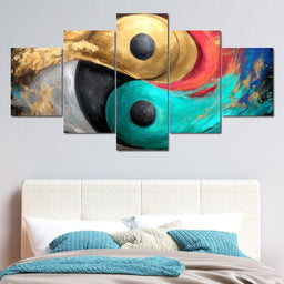 Celestial Duality Gold Turquoise - NicheCanvas