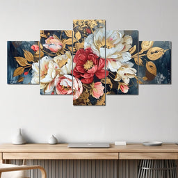 Golden Royal Flowers - Wildrose Creations - NicheCanvas