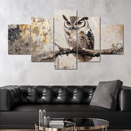 Golden Gaze of the Noble Owl - NicheCanvas