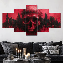 Crowned Skull Over Urban Ruins - NicheCanvas