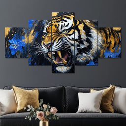 Fierce Tiger in Wild Blooms - Alicia Smith - NicheCanvas