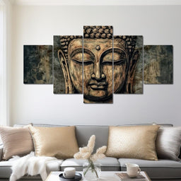 Saffron Buddha's Soulful Eyes - NicheCanvas