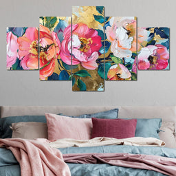 Golden Royal Flowers 02 - Wildrose Creations - NicheCanvas