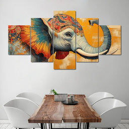 Elephant Splendor Floral Harmony - NicheCanvas