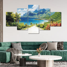 Ocean Path to Tranquil Peaks - NicheCanvas