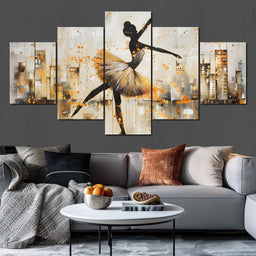 Dancer's Leap Through Gold - NicheCanvas