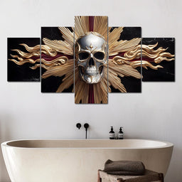 Radiant Skull of Golden Flame - NicheCanvas