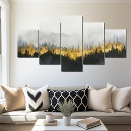 Radiant Mist Over Pine Peaks - NicheCanvas