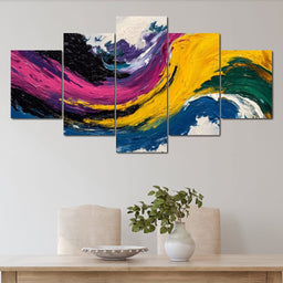 Electric Color Wave Abstract - NicheCanvas