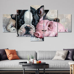 Cozy Frenchie & Piglet Snooze - NicheCanvas
