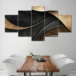 Grey and Gold Wooden Waves 002 - Johanjjf - NicheCanvas